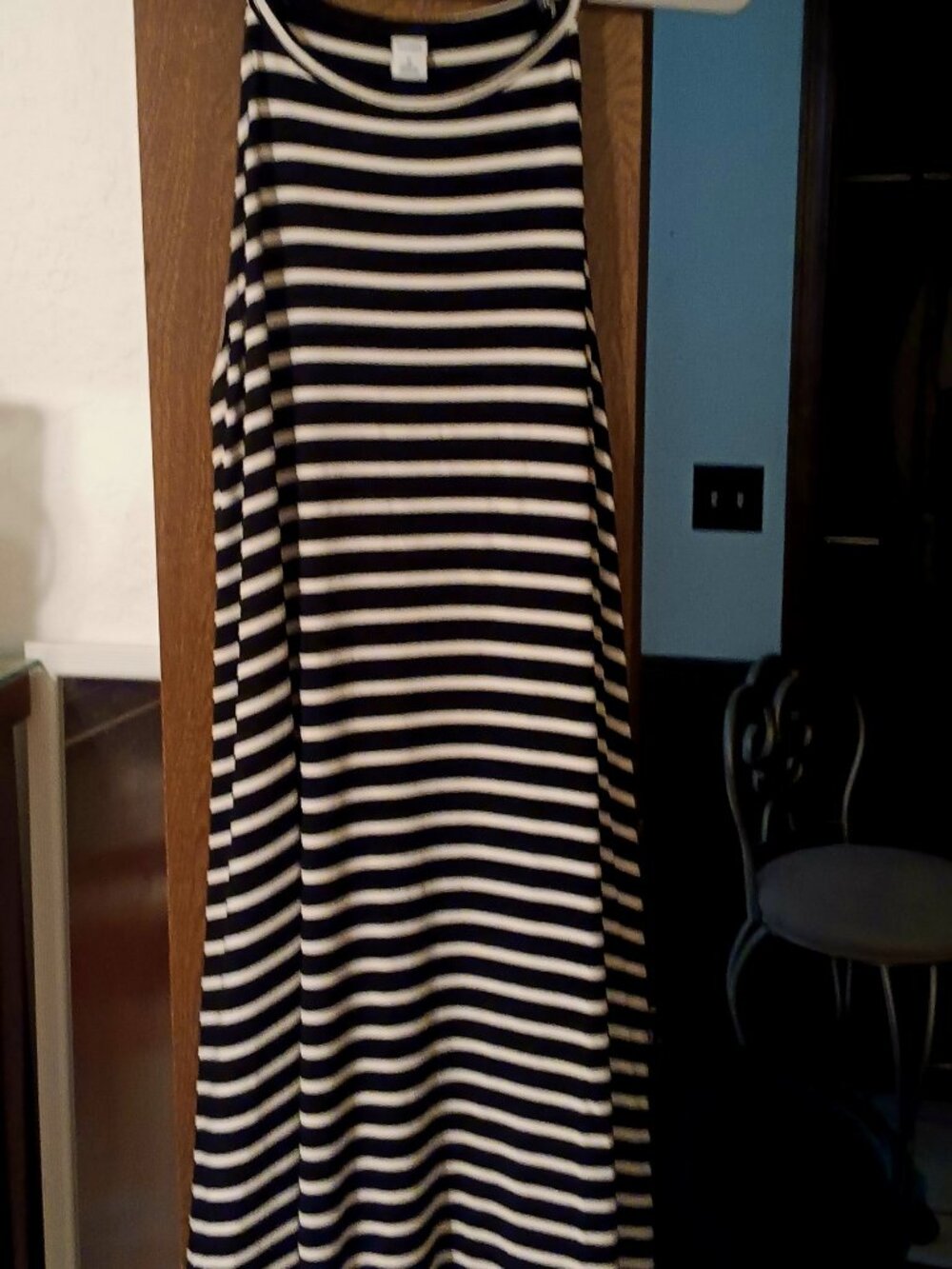 Old Navy - black and white striped sleeveless dress, size M